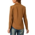 thumbnail image 3 of INSPIRE CHIC Women's Work Office Shirt V Neck Button Down Long Sleeve Chiffon Blouse Tops, 3 of 6
