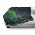 thumbnail image 3 of Aurora Borealis Soft Flannel Fleece Throw Blanket, Southern Iceland on Sky over Rocky Hills Wild Night View, Cozy Plush for Indoor and Outdoor Use, 70" x 90", Blue Violet Lime Green, by Ambesonne, 3 of 6