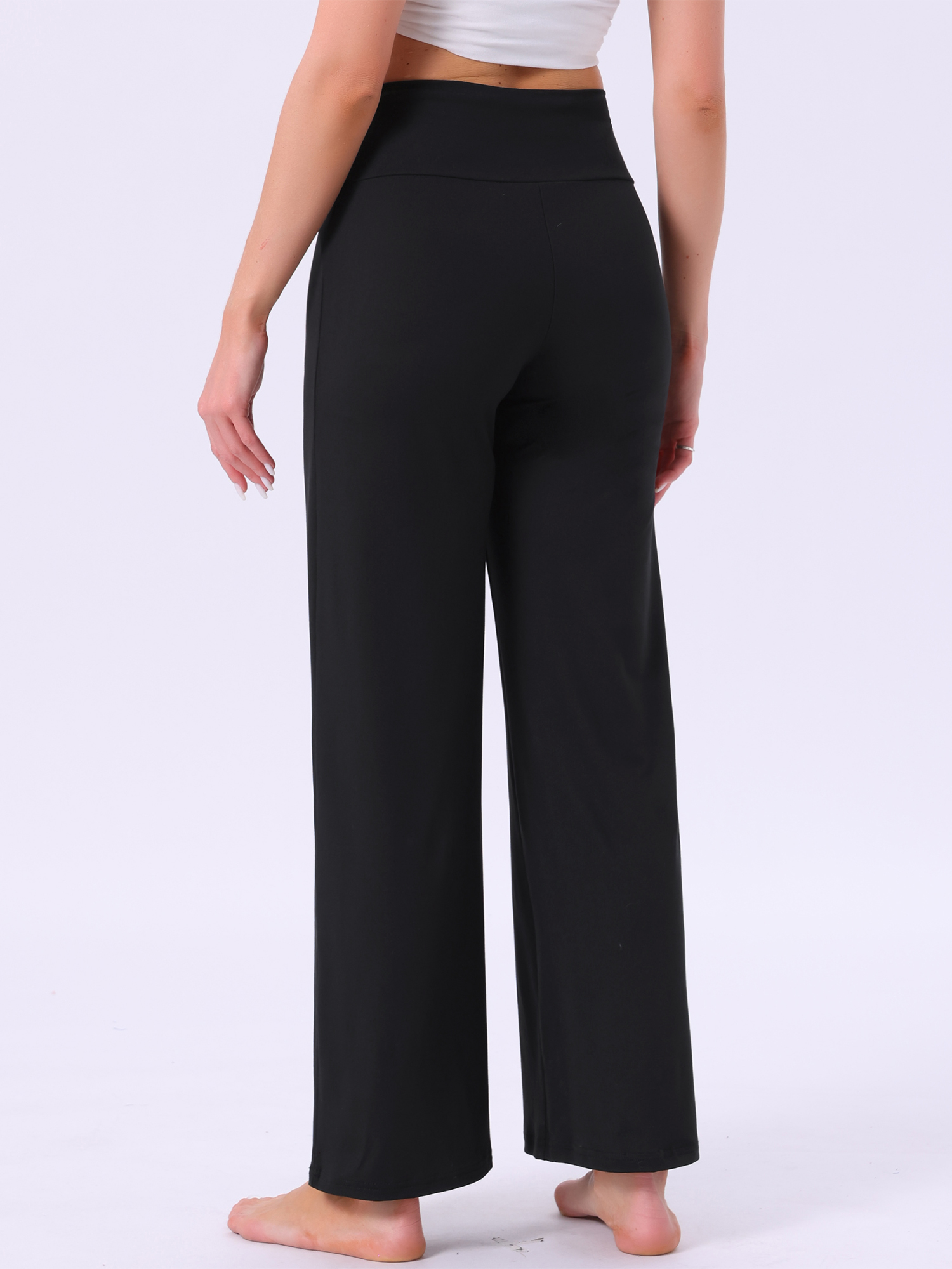 DARING DIVA Women's Casual Wide Leg Drawstring Sweatpant M Black