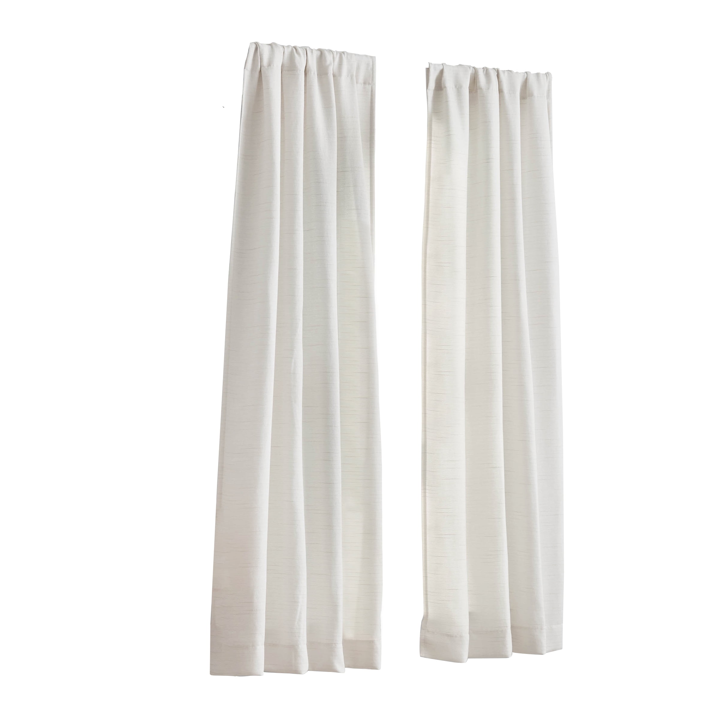 Mainstays Light Filtering Beige Curtains For Bedroom And Living Room, Linen Look, 2 Panel Set