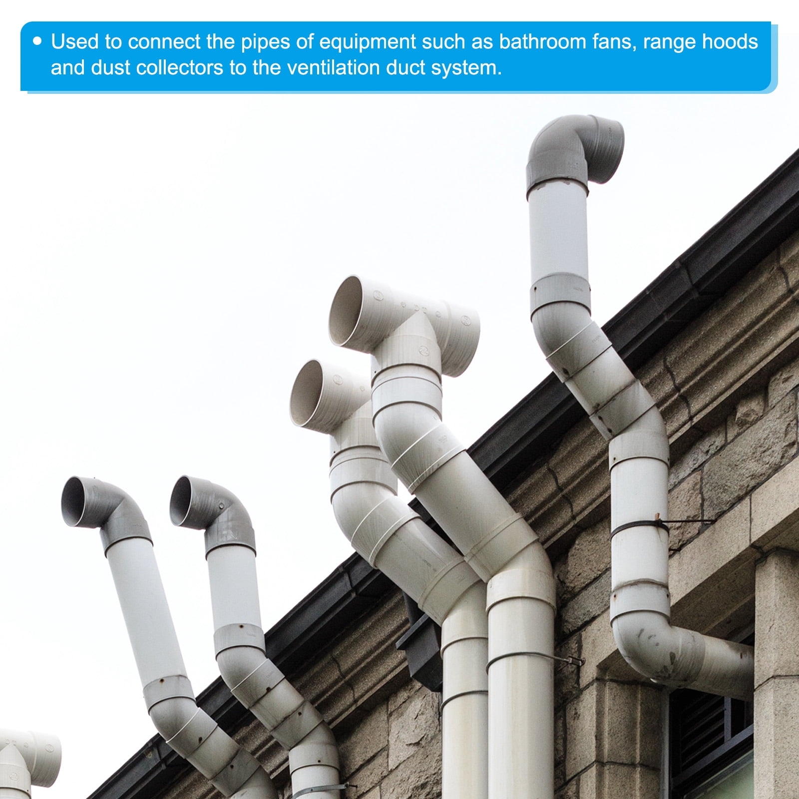 Unique Bargains ABS Ducting Airflow Tube Increaser Adapter for HVAC System White 8" to 6"