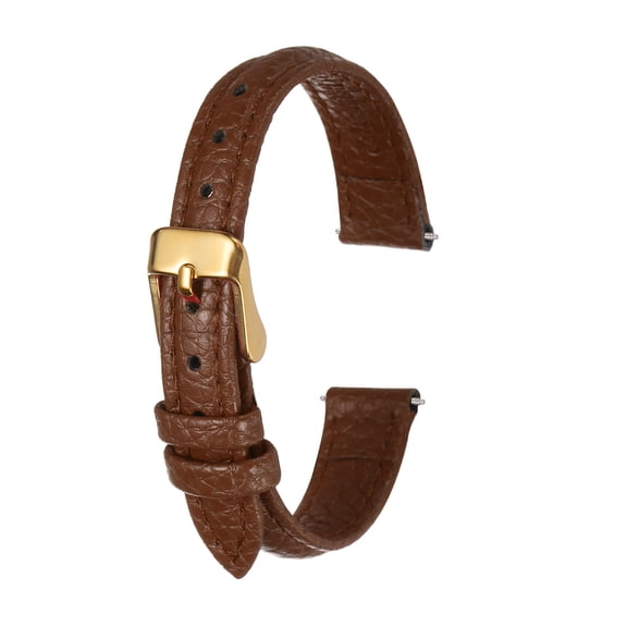 Uxcell Leather Watch Band 12mm Vintage Textured Padded Leather Watch Strap Quick Release Replacement Wristband with Stainless Steel Pin Buckle for Men and Women, Dark Brown