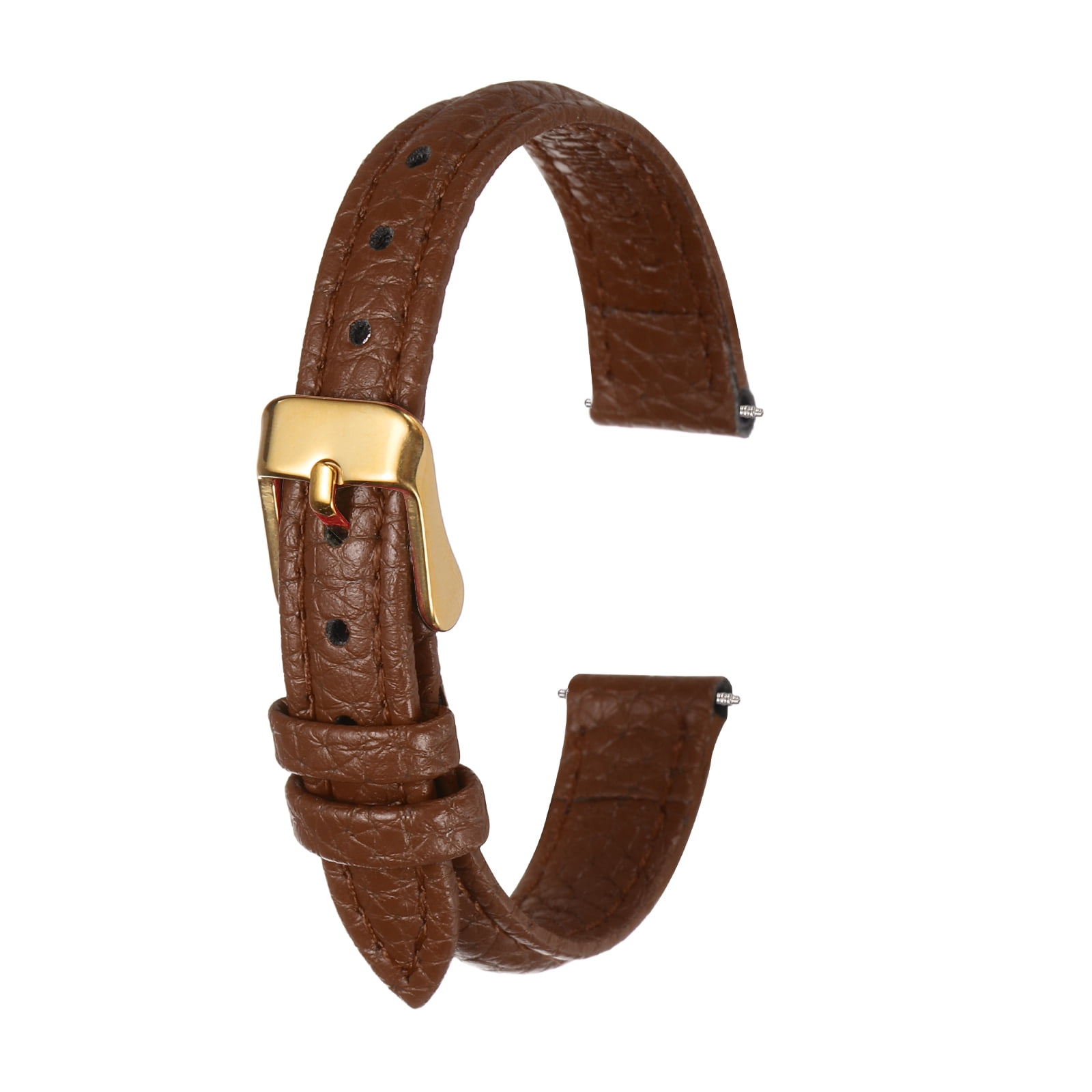 Uxcell Leather Watch Band 12mm Vintage Textured Padded Leather Watch Strap Quick Release Replacement Wristband with Stainless Steel Pin Buckle for Men and Women, Dark Brown