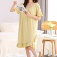 thumbnail image 4 of Defitshape Women's Cute Nightgown Cotton Pjs Short Sleeve Night Dress Sleep Knee Length Sleeping Soft Sleepwear Yellow Medium, 4 of 4