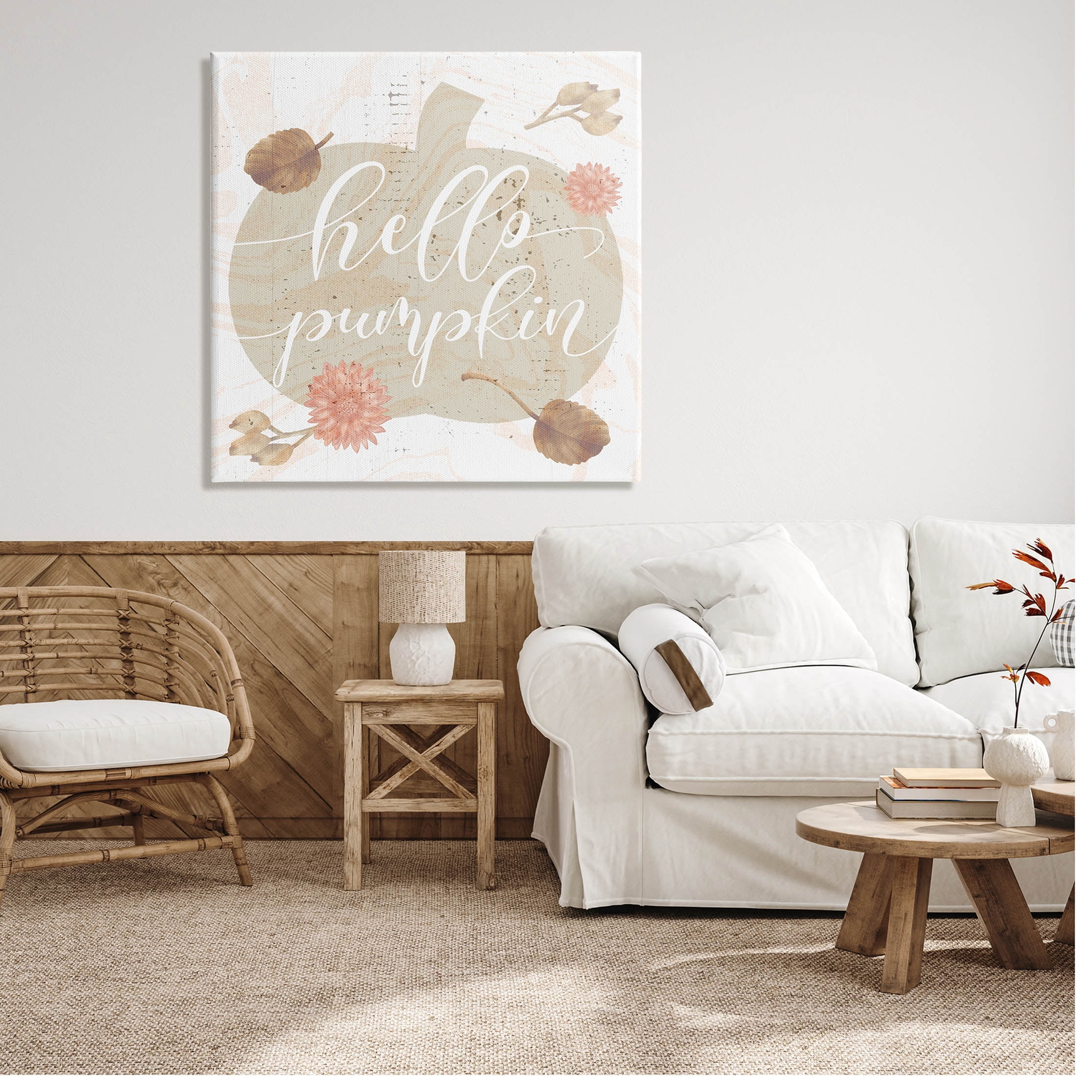 Stupell Industries Hello Pumpkin Autumn Harvest Graphic Art Gallery Wrapped Canvas Print Wall Art, Design by Lil' Rue