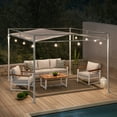 thumbnail image 3 of Sunjoy 10’ x 10’ Outdoor Darkeford&nbsp;Metal Pergola with White Sling Fabric Canopy, 3 of 12