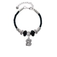 thumbnail image 2 of Delight Jewelry Black Nickeltone Crystal Initial - S - Beaded Border - Best Friend Celtic Knot Leather Bead Bracelet, 7"+2" Extender, 2 of 4