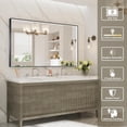 thumbnail image 2 of Twalsu 55x32 Inch LED Bathroom Mirror, Black Metal Framed Lighted Mirror for Bathroom, Wall Mouted LED Vanity Mirror with Lights, 3 Colors and Stepless Dimmable, Anti-Fog, Memory, 2 of 7