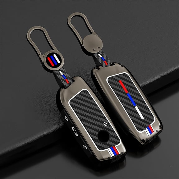 Key Fob Cover Compatible with BMW X1 X2 X3 X5 X6 X7 XM IX3 IX I5 I7 740i 760i 5 Series 7 Series 2023-2026 Keychain Case Holder Protector,Gunmetal,4 Button
