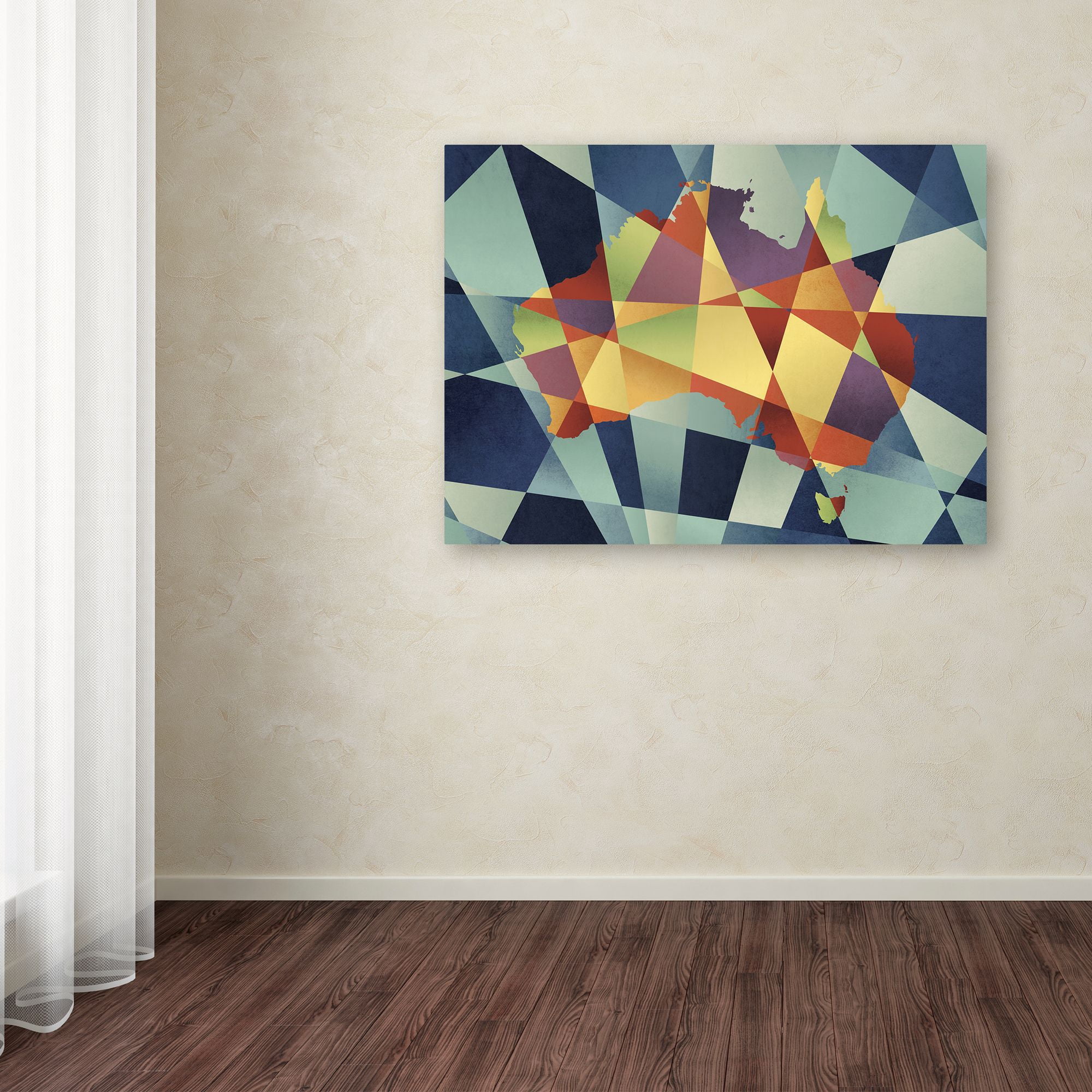 Trademark Fine Art "Australia Geometric Retro Map" Canvas Art by Michael Tompsett
