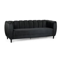 GDF Studio Kodiak Modern Glam Velvet 3 Seater Sofa, Black and Dark Brown