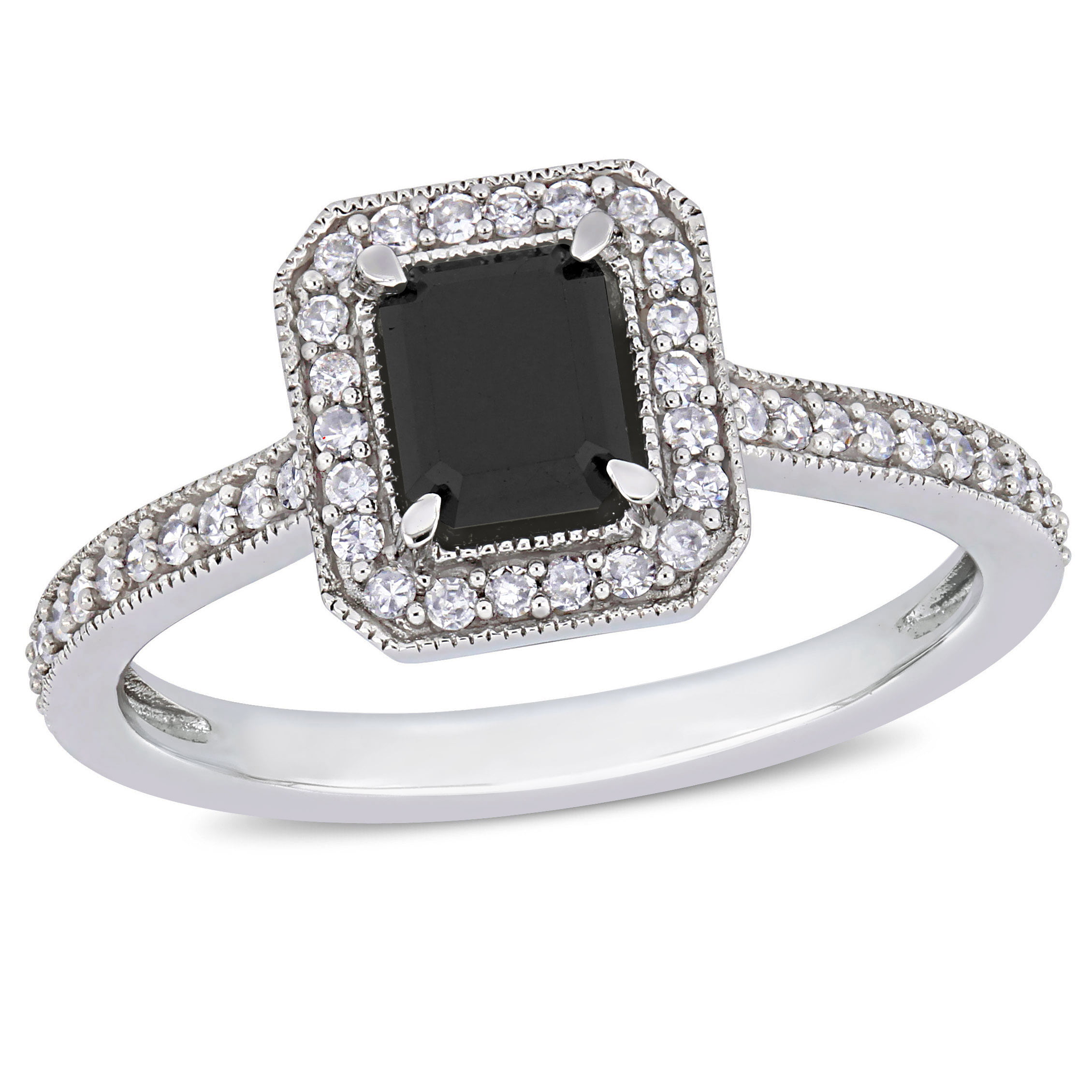 Stainless Steel Black & White Diamond Ring 1/4ct. 15mm