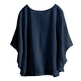 thumbnail image 6 of Sngxgn Womens Tops Casual V Neck Short Sleeve Solid Color Basic T Shirt(Blue,XXL), 6 of 6