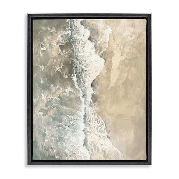 Stupell Industries Contemporary Vertical Aerial Beach Black Floating Frame Canvas Art, 17 x 21, by Petals Prints Design