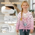 thumbnail image 6 of Xoenoiee Axolotl Cherry Blossom Gradient Print Girls Long Sleeve Shirts Kids Crewneck Soft Tunic Tops Front Tie Basic Casual T-Shirts Lightweight Fall Clothes, 11-12 Year, 6 of 7