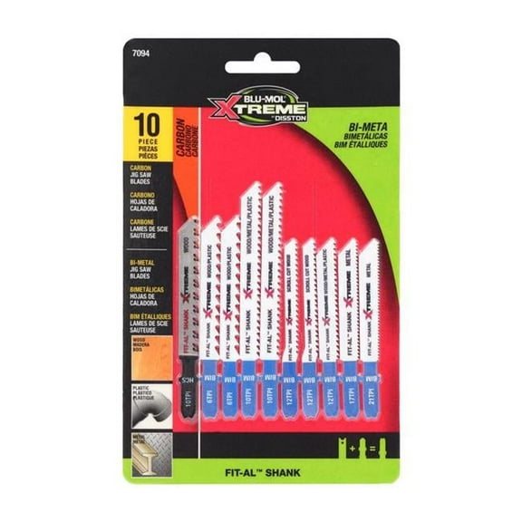 Blu-Mol Xtreme 2033630 Bi-Metal Universal Jig Saw Blade Set - 10 Piece