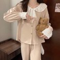 thumbnail image 3 of Pijamas INS de primavera y otoño para mujer, conjunto de ropa de dormir con cuello de muñeca de encaje, ropa de casa bonita y dulce, nuevo Pijama femenino, traje de dormir, 3 of 4