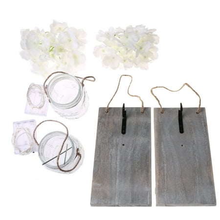 

Transparent Glass Jar Flowers Hanging Wood Board Wall Light Rustic Home Decor Ir