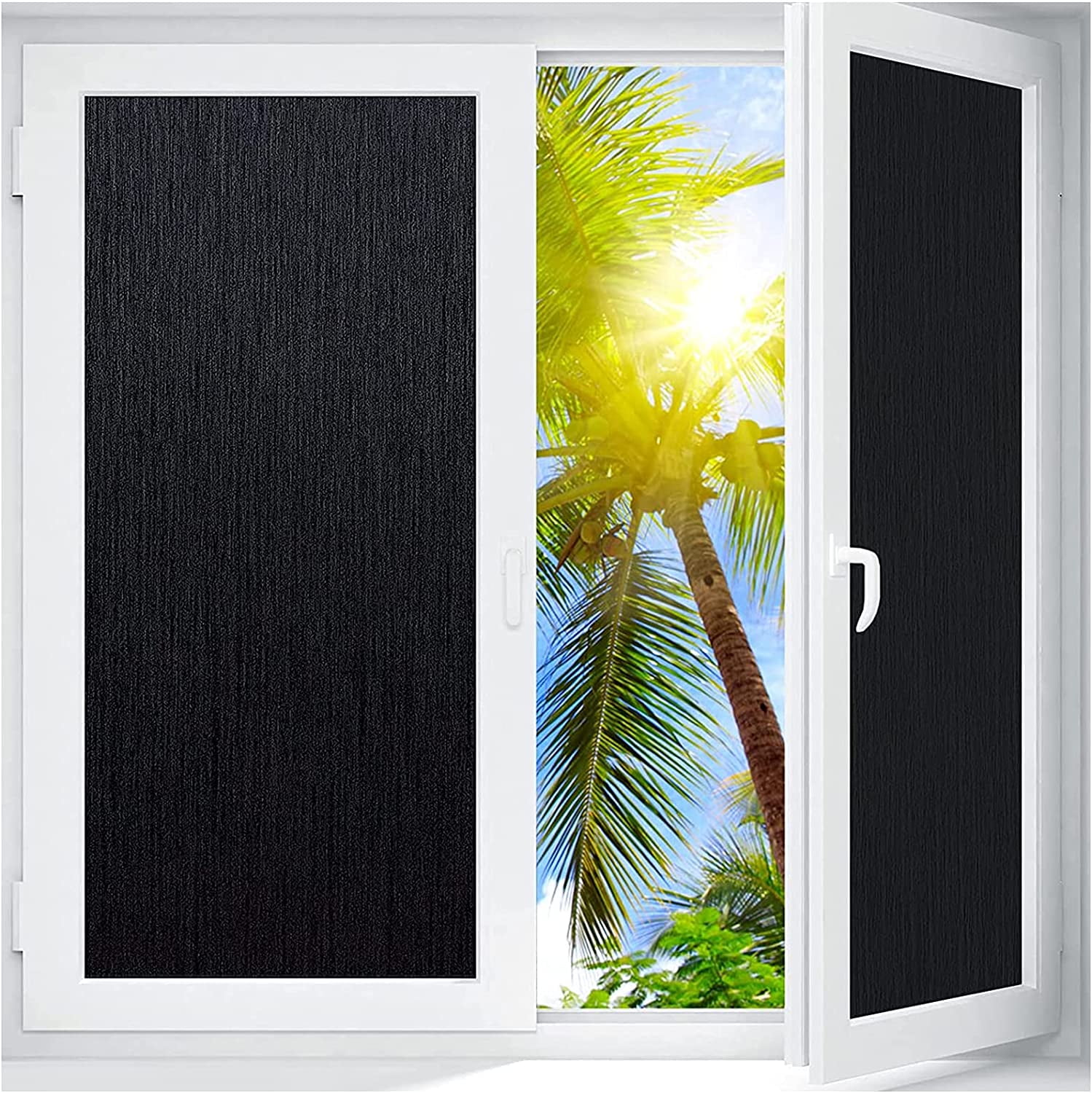 Glossy Blackout Window Film Static Cling Privacy Block Sun UV Protection Big Cut 