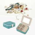 thumbnail image 2 of Unique Bargains Portable Mini Faux Leather Organizer Jewelry Box with Button Blue, 2 of 7