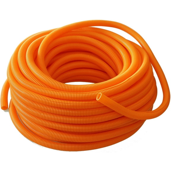 Absolute SLT14-20OR 20' 1/4" 5mm orange split wire loom conduit polyethylene corrugated tubing sleeve tube