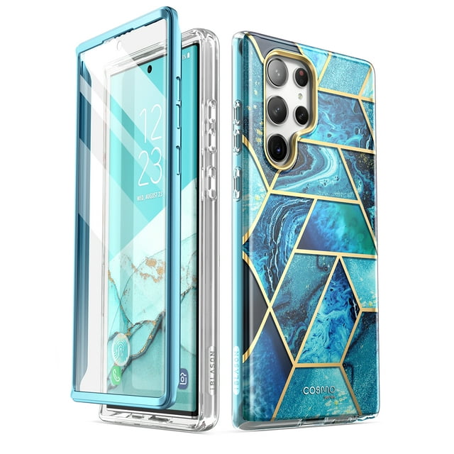 i-Blason Cosmo Series for Samsung Galaxy S23 Ultra 5G (2023 Release), Slim Stylish Protective Case with Built-in Screen Protector (Ocean)