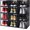 Black-12pack, variant on Large Clear Shoe Storage Boxes Stackable, 12 Pack Hard Plastic Shoe Storage Organizer with Door, Shoe Container Sneaker Storage Display Case Fit up to Size 12 Clear
