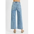 thumbnail image 6 of Womens Plus Size High Rise Crop Wide Leg Jeans Light Blue Wash with Front Seam Detailing and Five Pocket Design Stretch, 6 of 7