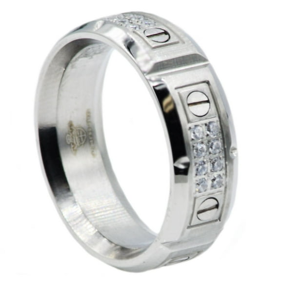 Stainless Steel With Cubic Zirconia Men's Band