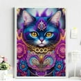 thumbnail image 2 of Full Diamond Mosaic Purple Flowers Cat Diamond Painting Cross Stitch Kits Animal Embroidery Square Round Drill Rhinestone S977, 2 of 5