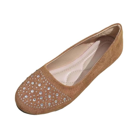 oqasdz Casual Shoes for Women Flat Shoes with Glitter Rhinestones Elegant Round Toe Low Heel Comfortable Everyday Style for Daily Wear Summer Outdoor