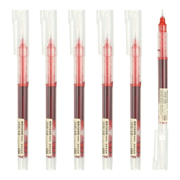 Uxcell 6Pcs Colored Gel Ink Pens, 0.5mm Extra Fine Point Smooth Writing Quick Drying Liquid Ink Rollerball Pens, Red