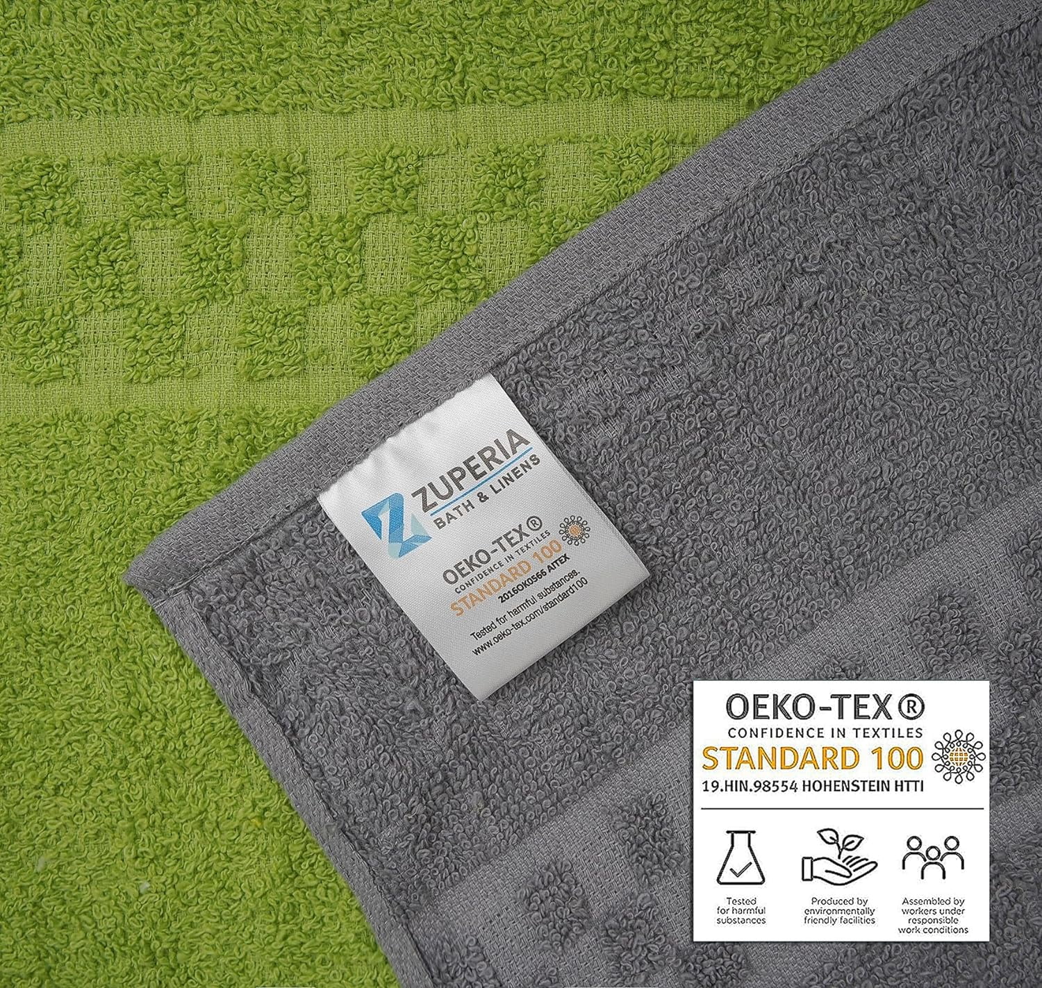 Zuperia 7-Pack Large Bath Towels, 30x54 Soft Cotton, Absorbent, Multicolor for Spa, Gym & Bathroom