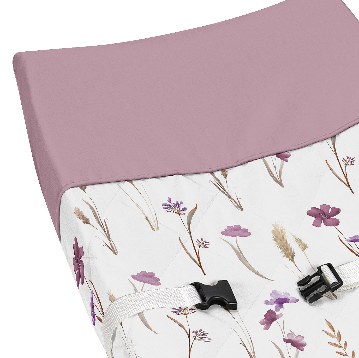Sweet Jojo Designs Watercolor Floral Garden Purple Girl Changing Pad Cover