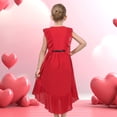 thumbnail image 5 of Sunny Fashion Girls Dress Solid Ruffle Cap Sleeve Belt Hi-lo Pageant Wedding Formal 7 Years, 5 of 7