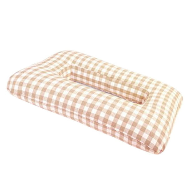 Almohada para perforar la oreja con orificio para la oreja, relleno de algodón, funda suave y lavable para dormir Marrón