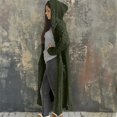 thumbnail image 5 of Long Sleeve Loose Fit Hooded Cardigan Cable Knit Design Front Button High Slit for Women Wear, 5 of 9