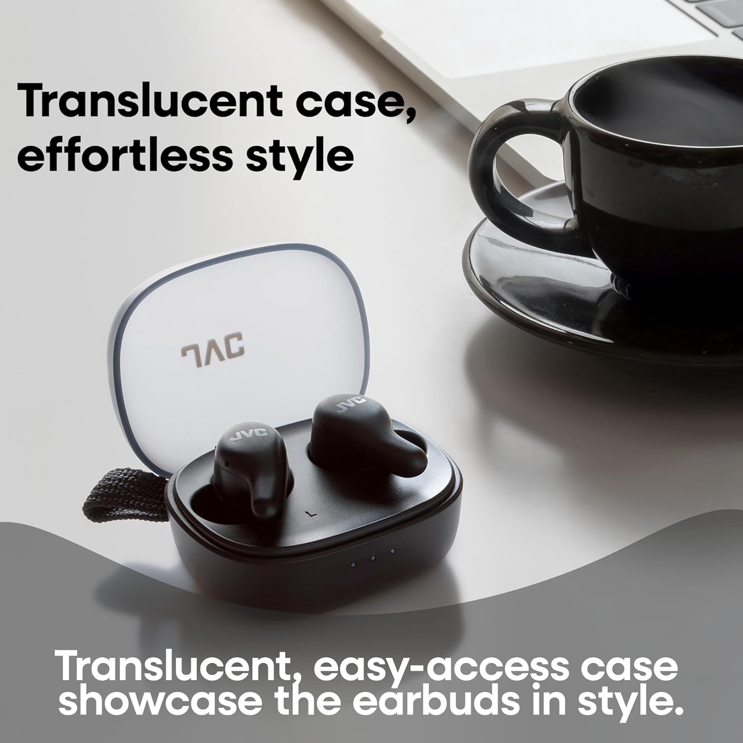 JVC Gumy Premium True Wireless Earbuds Noise Cancelling, Bluetooth 5.4 Headphones 26H Battery, ANC Ambient Mode, Gaming Low Latency, USB-C Case
