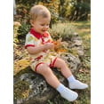 thumbnail image 6 of BemeyourBBs Newborn Baby Boys Crawfish Outfits Lobster Romper Short Sleeve Button Down Collar Crayfish Food Print Jumpsuit Cute Infant Summer Clothes, 6 of 9