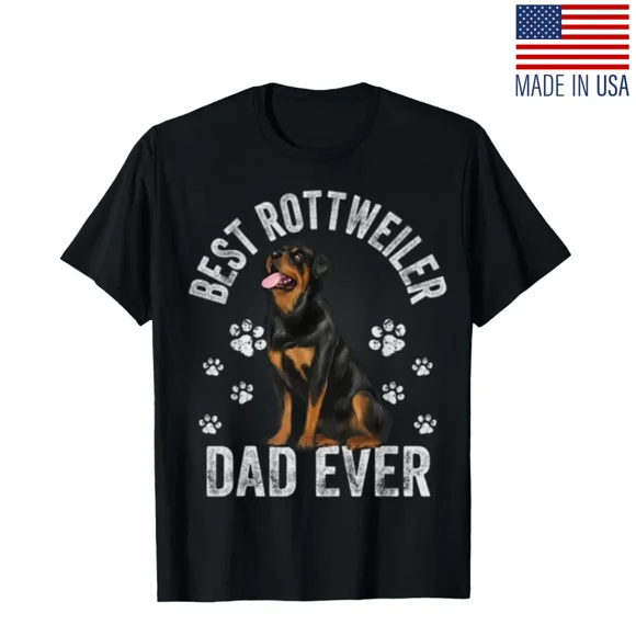 Best Rottweiler Dad Ever Funny Rottweiler Dad Fathers Day Gift Idea Unisex T-Shirt, up to size 5XL