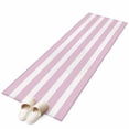 thumbnail image 2 of 2'x6' Rug Runners for Hallways Kitchen, Pink Stripe Non Slip Entryway Beside Floor Carpet Runner, Modern Simple Geometric White Striped Washable Laundry Room Bedroom Throw Rugs Mat for Family Pet, 2 of 8
