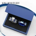 thumbnail image 5 of 3pc Couples Wedding Ring Sets His And Hers Women Sterling Silver Blue Moissanite and men Wedding Bands Together With Ring Gift Jewelry Box, 5 of 7