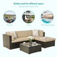 thumbnail image 7 of ACEGOSES 5 Pieces Patio Furniture Sets Outdoor Sectional Rattan Conversation Sofa, Tempered Glass Tabletop - Dark Brown Wicker/Beige Cushions, 7 of 7