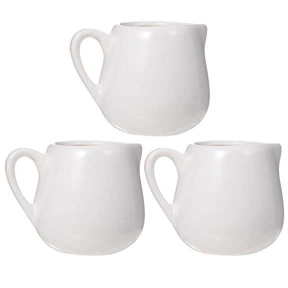 Set of 3 Mini Ceramic Jugs with Handle - Small Sauce Cups for Home Kitchen and Dining