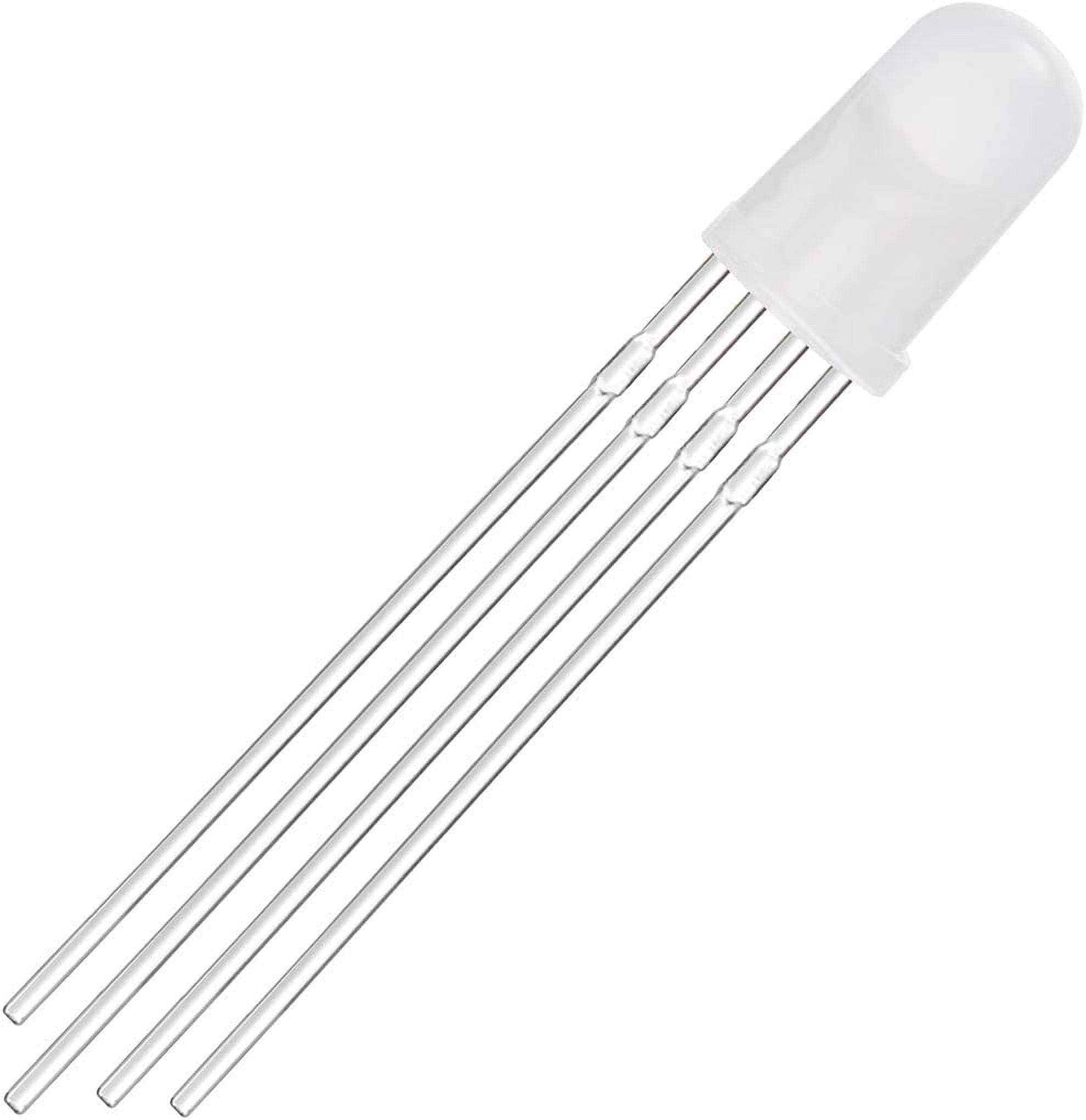 100pcs 5 Color Diffused Diode Lights, Common Anode (Matte Round Tricolor) 4 Pin, High Brightness, Lighting Bulb Electronic Components Indicator Light LED