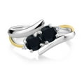 thumbnail image 2 of Gem Stone King 0.97 Ct Round Black Onyx 925 Silver and 10K Yellow Gold Ring (Size 8), 2 of 5