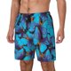 thumbnail image 1 of Balery Blue Butterflies Bañador para hombre, shorts de playa de secado rápido con entrepierna y forro de compresión-3X-Large, 1 of 6