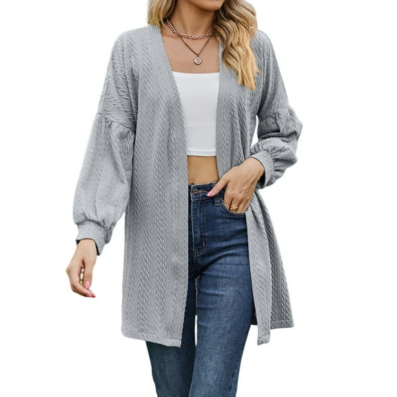 Women'S Crochet Open Cardigan Long Sleeve Cover Up Summer Blue Gray S