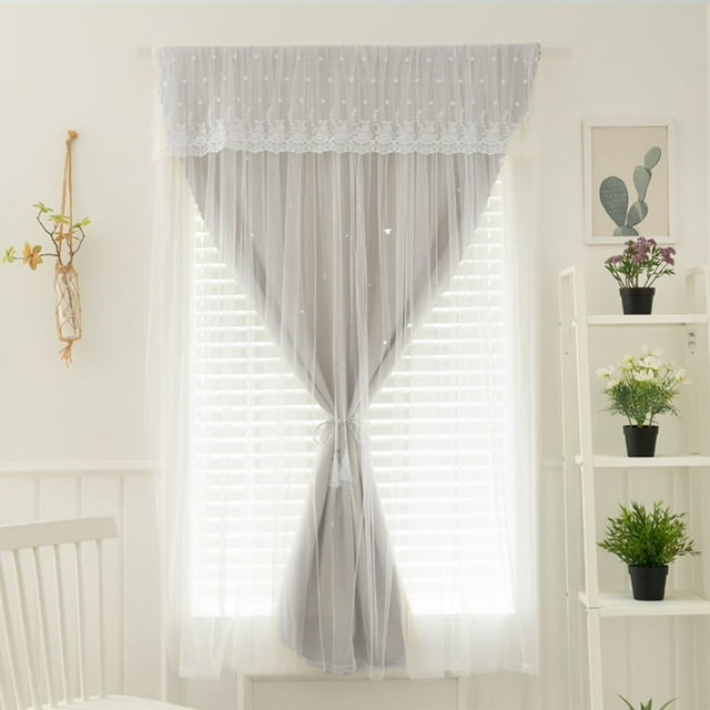 Nilvkv Embroidered Sheer Curtains-Light Filtering Opaque Phantom Mesh White Window Screen for Living Room Bedroom