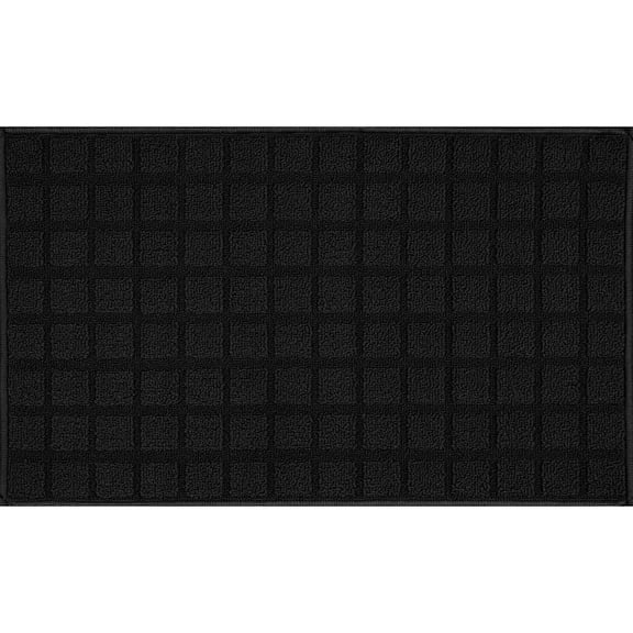 Mainstays 18" x 30" Black Woven Rug with Grid Pattern